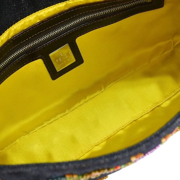 Fendi Navy Denim Beaded Baguette Handbag - Picture 10 of 10